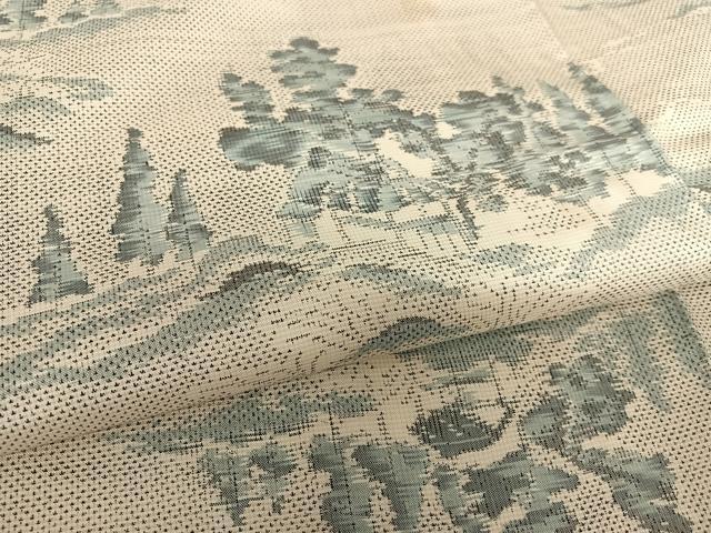 平和屋着物●本場大島紬　白大島　カタス7マルキ　総絣　樹林風景文　正絹　逸品　AABC5149zg