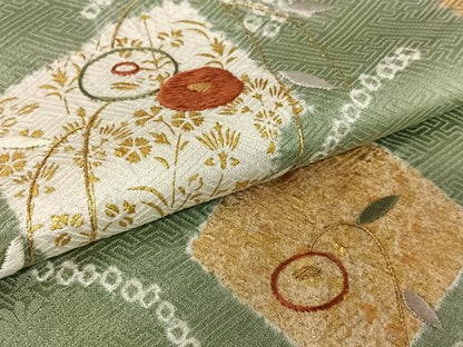 平和屋着物●訪問着 絞り 刺繍 破れ色紙花文 光琳菊 金彩 正絹 逸品 AABC5157zg