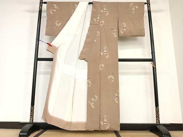 平和屋着物●上質な小紋 梅松文 鬼しぼ縮緬 正絹 逸品 AABC5170zg