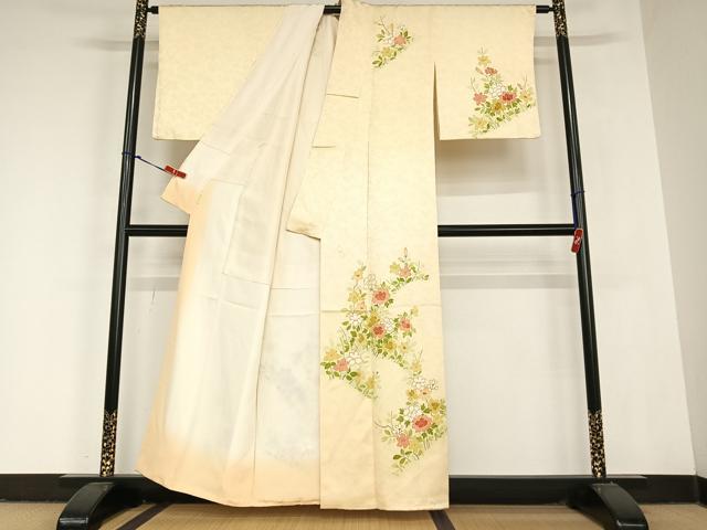 平和屋着物●青山みとも 訪問着 草花文 正絹 逸品 AABC5172zg