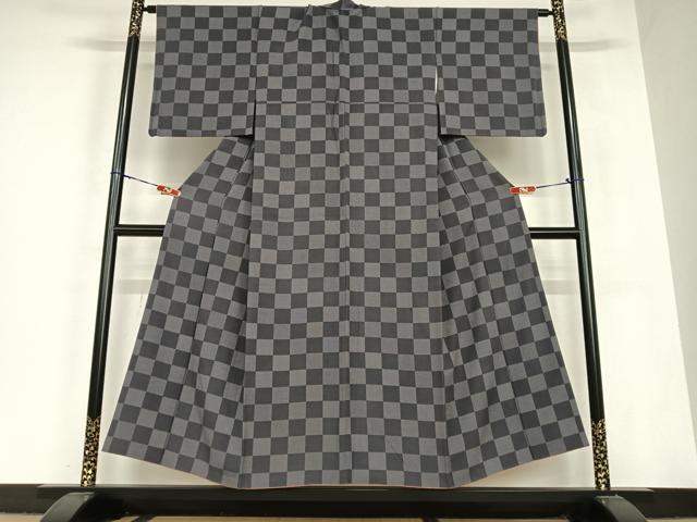 平和屋着物●上質な小紋 市松文様 さが美扱い 正絹 逸品 AABC5175zg