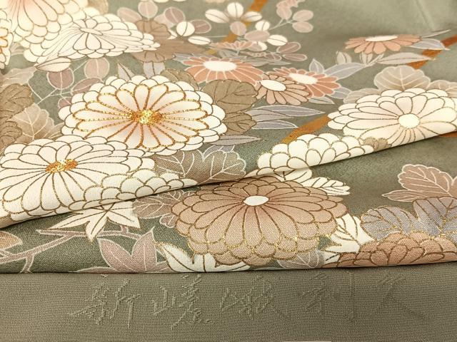 平和屋着物●豪華色留袖　駒刺繍　新嵯山我利久　草花文　反端付き　正絹　逸品　AABC5185zg 平和屋着物○豪華色留袖 駒刺繍 新嵯山我利久 草花文 反