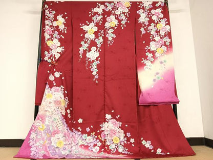 平和屋着物●豪華振袖 蔓帯花文 暈し染め 金彩 仮絵羽 逸品 未使用 AABC5190zg