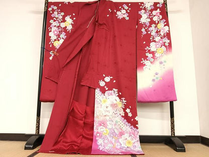平和屋着物●豪華振袖 蔓帯花文 暈し染め 金彩 仮絵羽 逸品 未使用 AABC5190zg