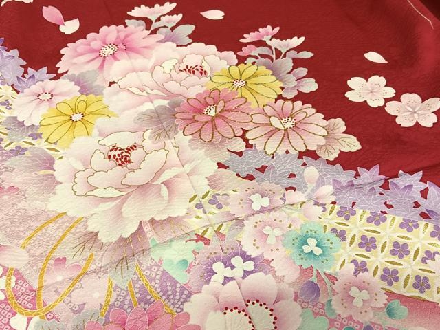 平和屋着物●豪華振袖 蔓帯花文 暈し染め 金彩 仮絵羽 逸品 未使用 AABC5190zg
