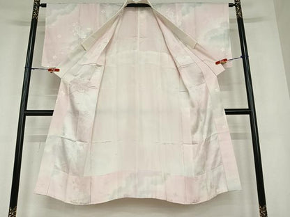 平和屋着物●長襦袢 無双仕立て 草花文 暈し染め 正絹 逸品 AABC5191zg