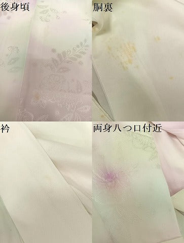平和屋着物●長襦袢　袷　絞り　草花文　洗える着物　AABC5195zg