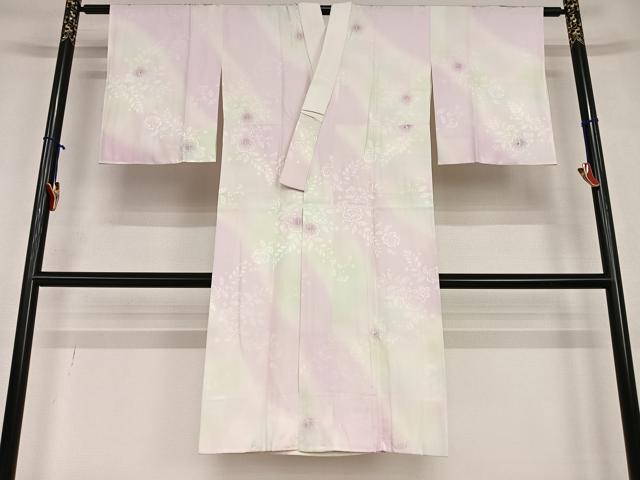 平和屋着物●長襦袢　袷　絞り　草花文　洗える着物　AABC5195zg