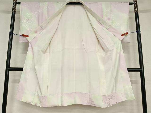 平和屋着物●長襦袢　袷　絞り　草花文　洗える着物　AABC5195zg