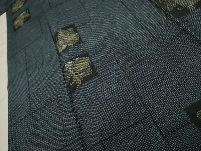 平和屋着物■上質な紬　色紙花文　正絹　逸品　AABC5249sx