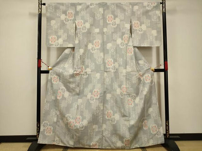 平和屋着物■上質な紬　色紙花文　正絹　逸品　AABC5290sx
