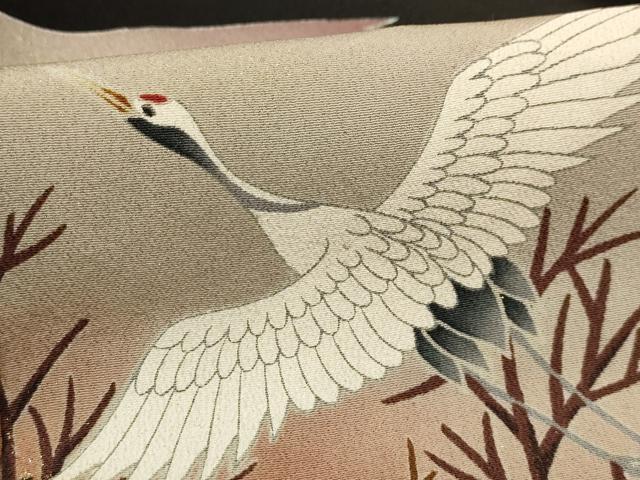 平和屋着物■豪華黒留袖　飛鶴風景文　金彩　正絹　逸品　AABC5293sx