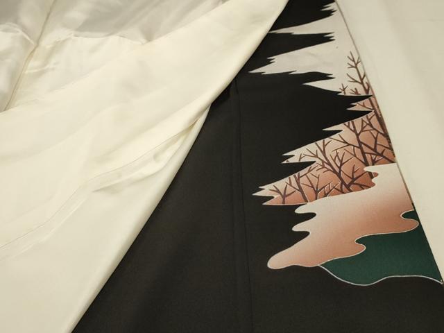 平和屋着物■豪華黒留袖　飛鶴風景文　金彩　正絹　逸品　AABC5293sx