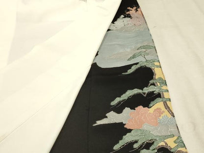 平和屋着物■豪華黒留袖 兼六園 金彩 正絹 逸品 AABC5387sx