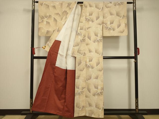平和屋着物■上質な紬 幾何学文様 証紙付き 正絹 逸品 AABC5442sx