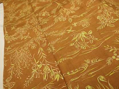 平和屋着物■上質な紬　流水草花文　正絹　逸品　AABC5450sx