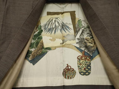 平和屋着物●男性　紬　アンサンブル　亀甲柄　正絹　逸品　AABC5608ck