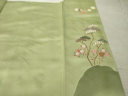 平和屋着物●千くさ染繍　訪問着　駒刺繍　遠山流水風景文　金彩　正絹　逸品　AABC5611ck