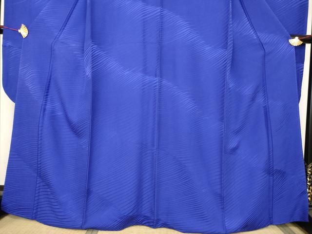 平和屋着物●豪華振袖 立波地紋 濃藍色 正絹 逸品 AABC5618ck