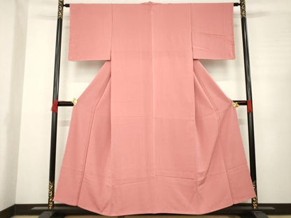 平和屋着物●ファッションデザイナー 花井幸子 色無地 甚三紅色 やまと誂製 正絹 逸品 未使用 AABC5625ck