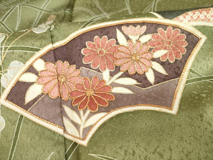 平和屋着物●訪問着 駒刺繍 地紙花文 暈し染め 金彩 正絹 逸品 未使用 AABC5626ck