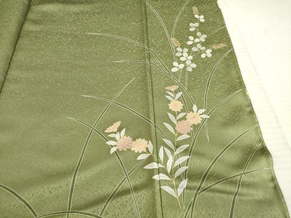 平和屋着物●訪問着 駒刺繍 地紙花文 暈し染め 金彩 正絹 逸品 未使用 AABC5626ck