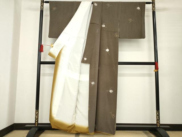 平和屋着物●上質な小紋　舞花文　金彩　正絹　逸品　AABC5627ck