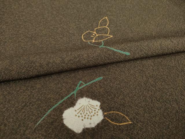 平和屋着物●上質な小紋　舞花文　金彩　正絹　逸品　AABC5627ck