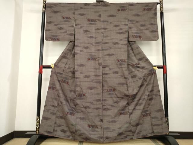 平和屋着物●本場大島紬　カタス7マルキ　霞花文　やまと誂製　正絹　逸品　AABC5630ck
