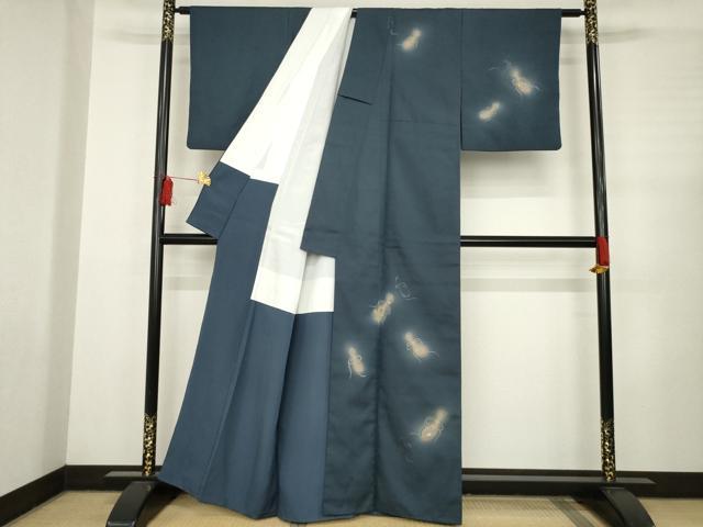 平和屋着物●京の名門・菱屋六右ェ門 紬 訪問着 刺繍 瓢箪 暈し染め 金彩 正絹 逸品 AABC5647ck