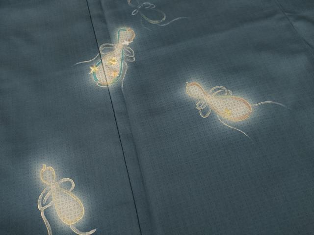 平和屋着物●京の名門・菱屋六右ェ門 紬 訪問着 刺繍 瓢箪 暈し染め 金彩 正絹 逸品 AABC5647ck