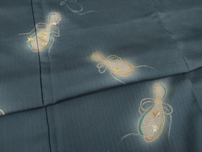 平和屋着物●京の名門・菱屋六右ェ門 紬 訪問着 刺繍 瓢箪 暈し染め 金彩 正絹 逸品 AABC5647ck