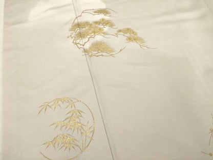 平和屋着物●訪問着　刺繍　松竹梅丸文　金彩　ゑり善扱い　ロング丈　正絹　逸品　AABC5653ck