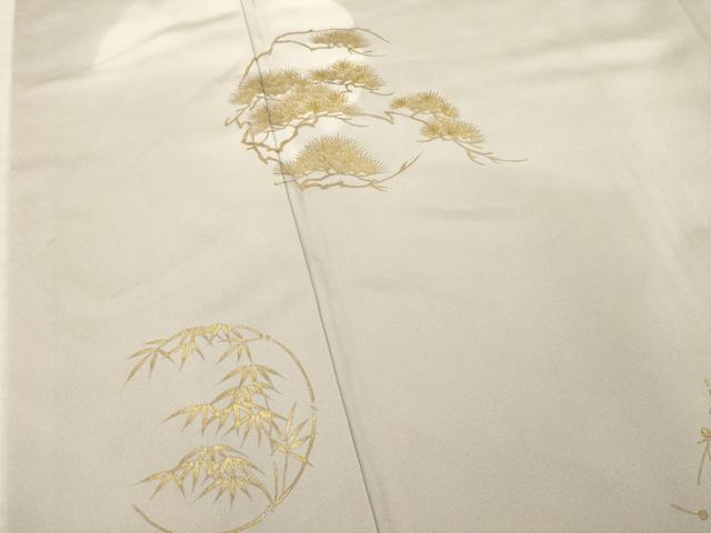 平和屋着物●訪問着　刺繍　松竹梅丸文　金彩　ゑり善扱い　ロング丈　正絹　逸品　AABC5653ck