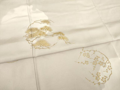 平和屋着物●訪問着　刺繍　松竹梅丸文　金彩　ゑり善扱い　ロング丈　正絹　逸品　AABC5653ck