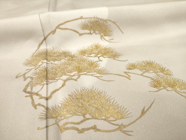 平和屋着物●訪問着　刺繍　松竹梅丸文　金彩　ゑり善扱い　ロング丈　正絹　逸品　AABC5653ck