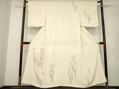 平和屋着物●訪問着 手描き 群鳥 金彩 正絹 逸品 未使用 AABC5666ck