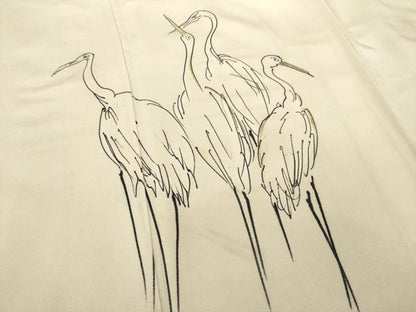 平和屋着物●訪問着 手描き 群鳥 金彩 正絹 逸品 未使用 AABC5666ck