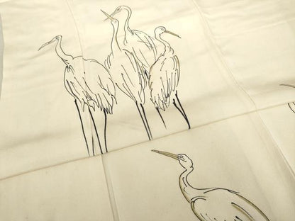 平和屋着物●訪問着 手描き 群鳥 金彩 正絹 逸品 未使用 AABC5666ck