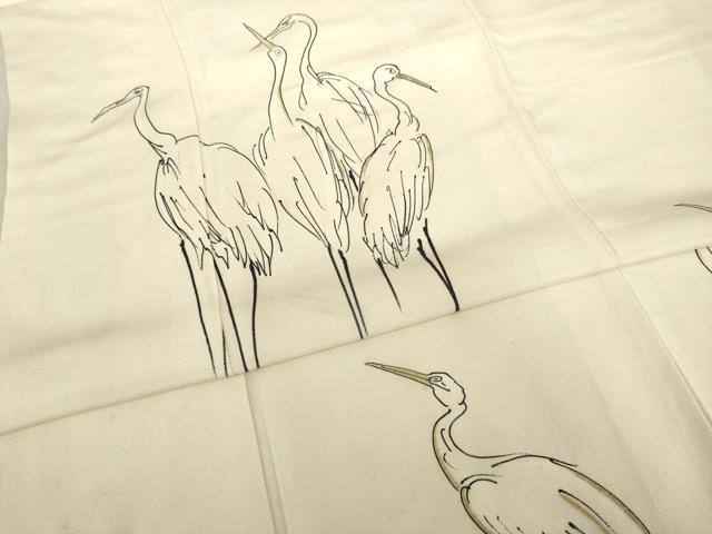 平和屋着物●訪問着 手描き 群鳥 金彩 正絹 逸品 未使用 AABC5666ck