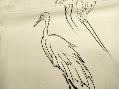 平和屋着物●訪問着 手描き 群鳥 金彩 正絹 逸品 未使用 AABC5666ck