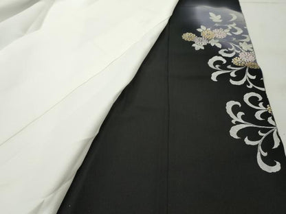 平和屋着物●伝統工芸士 村井紀夫 豪華黒留袖 正倉院花鳥文 暈し染め 金銀彩 正絹 逸品 AABC5692cs