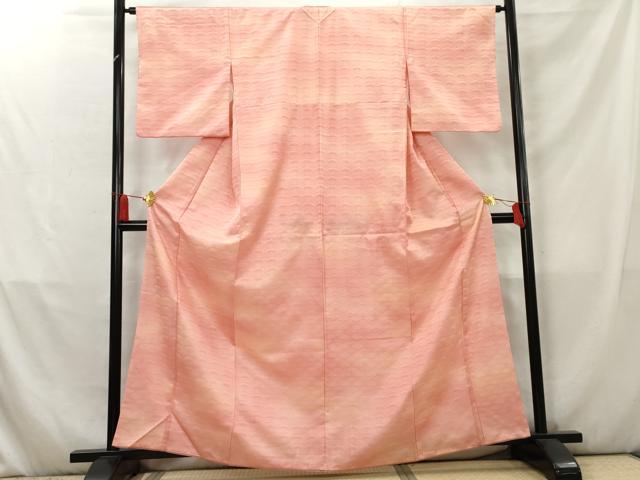 平和屋着物■小紋　扇青海波地紋　暈し染め　洗える着物　AABC5772cs
