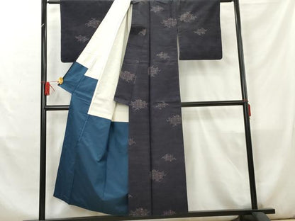 平和屋着物■上質な紬 花菱文 正絹 逸品 AABC5836cs