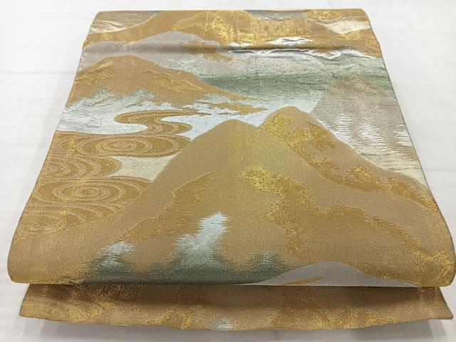 平和屋着物◎六通柄袋帯　遠山流水文　金銀糸　正絹　逸品　AABC5843uk