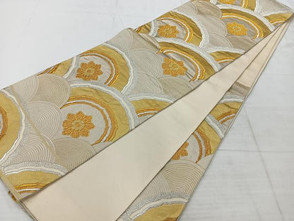 平和屋着物◎六通柄袋帯 花青海波 正絹 逸品 AABC5847uk