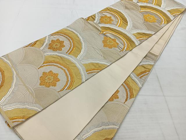 平和屋着物◎六通柄袋帯 花青海波 正絹 逸品 AABC5847uk