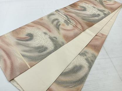 平和屋着物◎六通柄袋帯 霞文 金糸 正絹 逸品 AABC5851uk