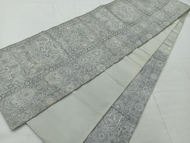 平和屋着物◎六通柄袋帯 更紗花文 正絹 逸品 AABC5858uk