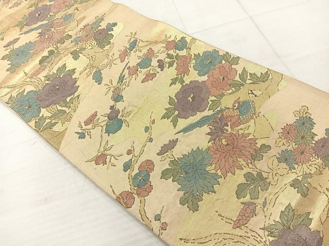 平和屋着物◎六通柄袋帯 草花文 金糸 正絹 逸品 AABC5865uk